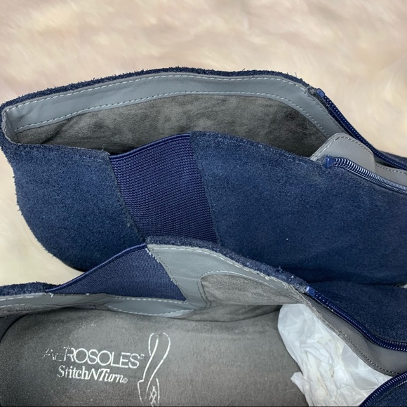 Aerosoles StitchNTurn Blue Suede Booties sz 10M - Picture 11 of 14